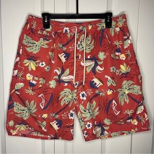 Polo Ralph Lauren Swim Trunks XL Pink Coral Netted Hawaiian Sail Boat Palm Tree